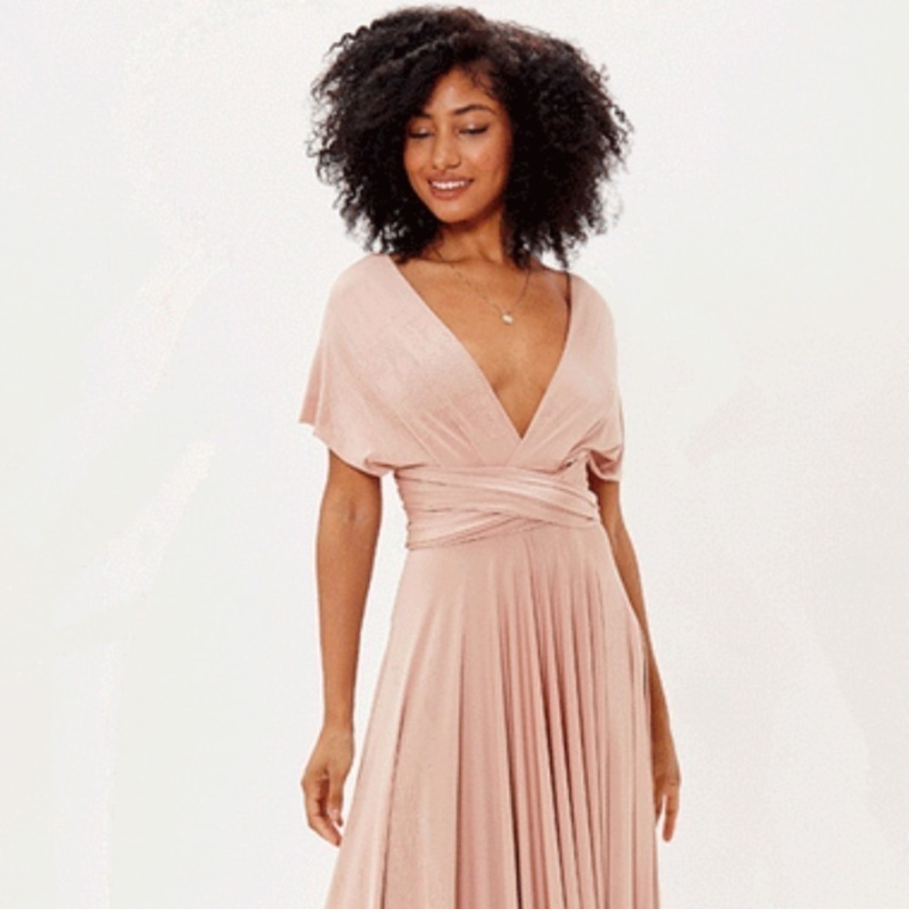 TWO BIRDS Blush Pink Multi-Way Stretchy Wrap Dress Size Small